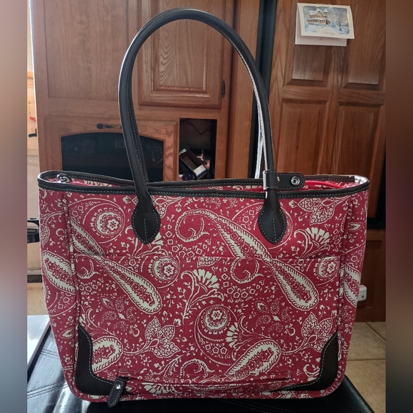 American Living Large Tote Red Paisley Print - Picture 3 of 12